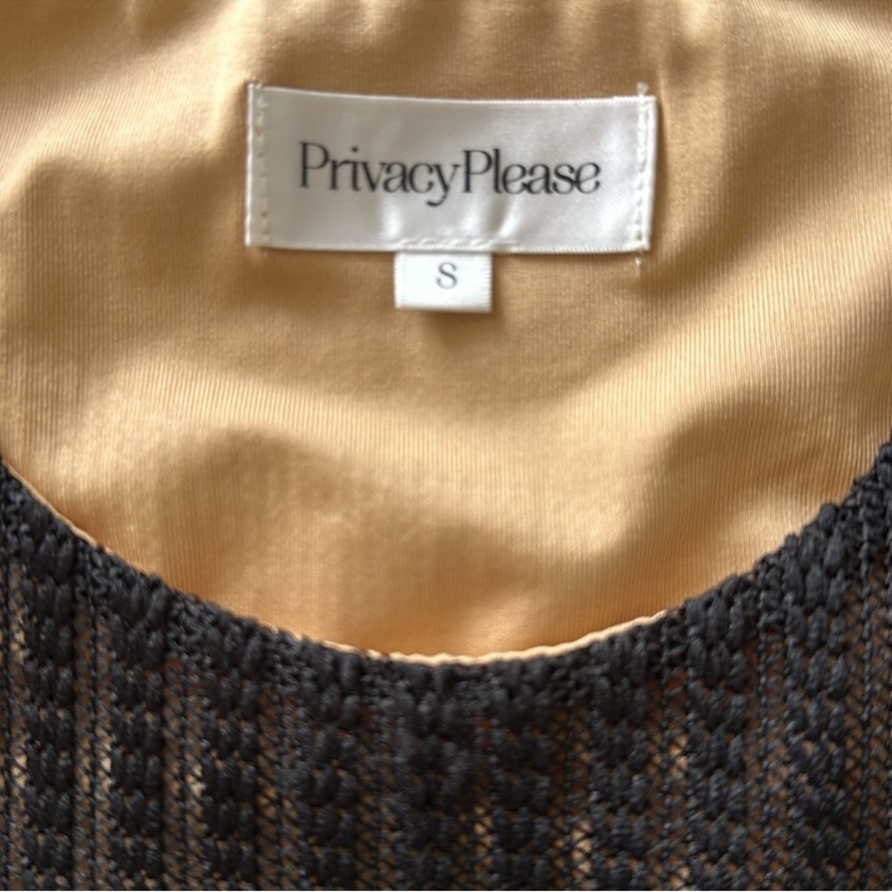 Privacy Please Black Lined Mesh Crop Top – Size Small - Picture 3 of 5